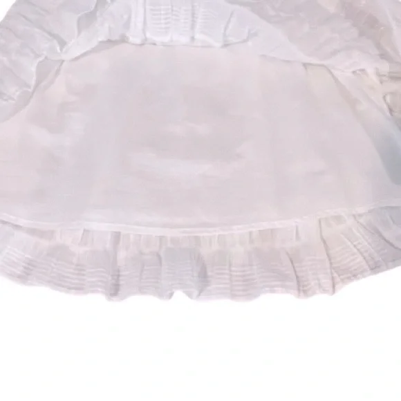 Max Studio- White Gauze Dress with Ruffle Sleeve and hem. - Picture 5 of 8
